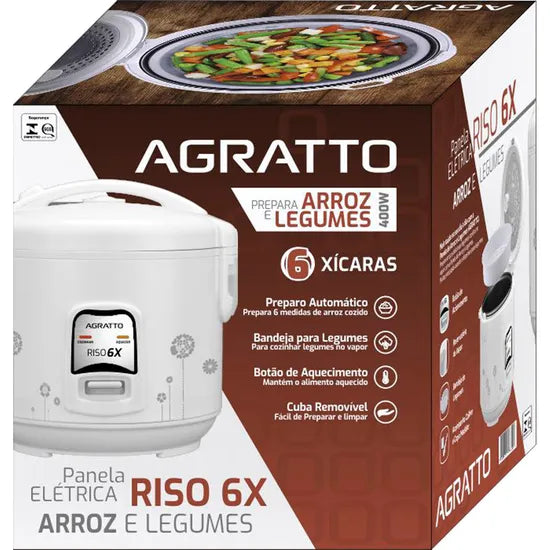 Panela Elétrica de Arroz Agratto PA6X Riso 400W 127v